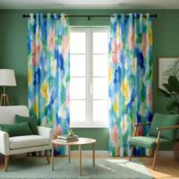 Pastel Blue Floral Curtains, Watercolor Flower Print Drape, Custom Made Eyelet Or Rod Pocket Panels, Spring Window Curtains