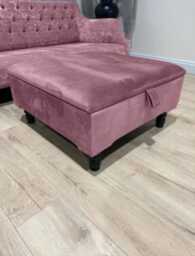 Pink Velvet Storage Ottoman Handmade Square Footstool With Cushions - thumbnail 1
