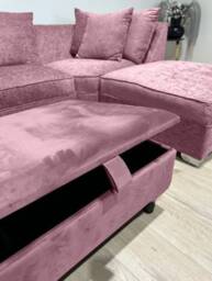 Pink Velvet Storage Ottoman Handmade Square Footstool With Cushions - thumbnail 4