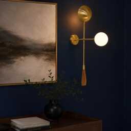 Pair Of Horse Hair Wall Sconce With Globe Light & Decorative Tassel - Mid Century Modern Raw Brass Wall Lamp Luxury Bedroom Lighting - thumbnail 2
