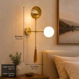 Pair Of Horse Hair Wall Sconce With Globe Light & Decorative Tassel - Mid Century Modern Raw Brass Wall Lamp Luxury Bedroom Lighting - thumbnail 4