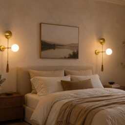 Pair Of Horse Hair Wall Sconce With Globe Light & Decorative Tassel - Mid Century Modern Raw Brass Wall Lamp Luxury Bedroom Lighting - thumbnail 3