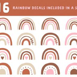 Patterned Rainbow Wall Decals - Boho Rainbows, Personalized Stickers, Colorful Decor, Kids Room Nursery Art - thumbnail 2