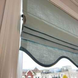 Custom Flat Roman Shade With Scalloped Wave Bottom - Linen Blend Regatta Fabric Black Out Or Light Filtering Window Treatment - thumbnail 3