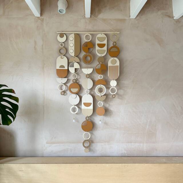 Geometric Wall Hanging - Mid-Century Modern Art, Earthy Tones Decor - image 1
