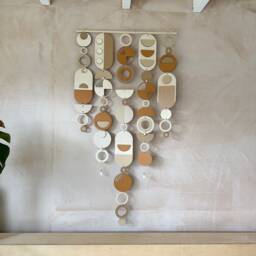 Geometric Wall Hanging - Mid-Century Modern Art, Earthy Tones Decor - thumbnail 3