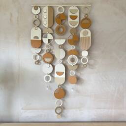 Geometric Wall Hanging - Mid-Century Modern Art, Earthy Tones Decor - thumbnail 2
