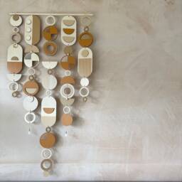 Geometric Wall Hanging - Mid-Century Modern Art, Earthy Tones Decor - thumbnail 4