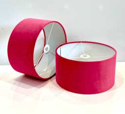 New Handmade Hot Pink Velvet Drum Lamp Shade Suitable For Tables & Ceilings With White Lining All Shapes Available Sizes On Demand