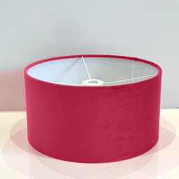 New Handmade Hot Pink Velvet Drum Lamp Shade Suitable For Tables & Ceilings With White Lining All Shapes Available Sizes On Demand - thumbnail 2