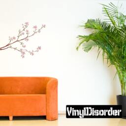 Floral Tree Branch Wall Decal - Fabric Vinyl Removable & Reusable Floralbranchuscolor002Et