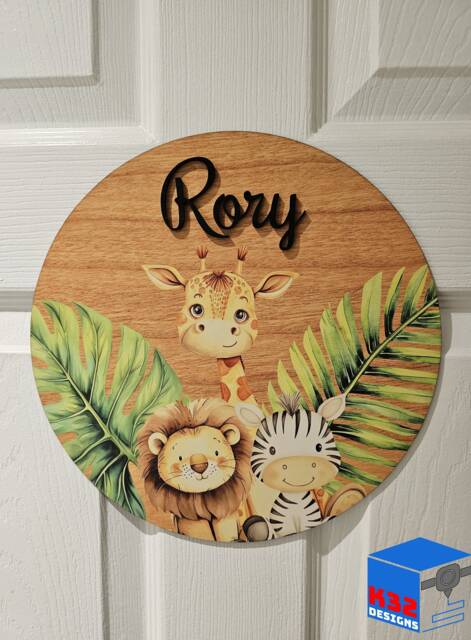 Personalised Childrens Round Door Sign Custom Name Plaque For Kids Room Farm Animal Nursery Decor Bedroom Wall Gift Children - image 1