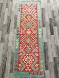 Kilim Runner Tribal, Handmade Artisan Afghan Turkish Persian Qashqai Navajo Bohemian Natural Wool Flatweave Rug 208x67 cm - thumbnail 1