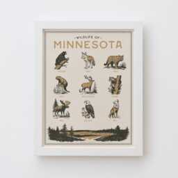 Minnesota Wildlife Wall Art Print - Vintage Animal Poster Design, Archival Quality Matte Fine Art Print. Outdoor, Wilderness State Gift - thumbnail 1