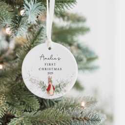 Personalised Baby's First Christmas Decoration - Keepsake Bauble Gift Ceramic Ornament 1st Rabbit - thumbnail 3