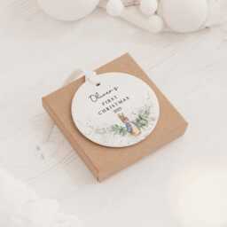 Personalised Baby's First Christmas Decoration - Keepsake Bauble Gift Ceramic Ornament 1st Rabbit - thumbnail 2