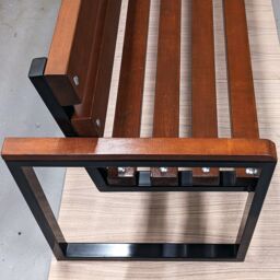 Handcrafted Industrial Style Wooden & Metal Bench - Outdoor Garden Patio Seating Modern Rustic Park For Home, Yard, Or Porch - thumbnail 3