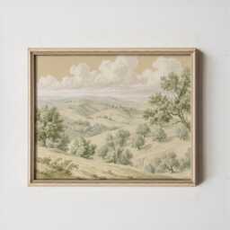 Olive Tree Landscape Poster, Green Hillside Print, Nature Wall Art, Paper - thumbnail 2