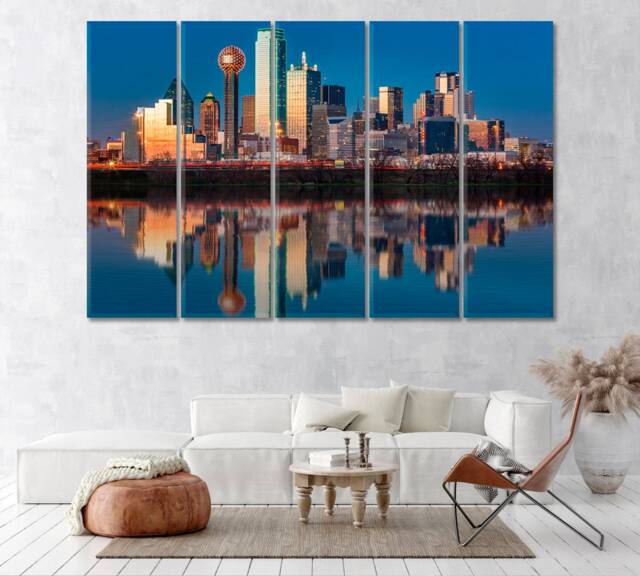 Dallas Skyline Canvas Art Print, Texas Home Wall Decor, Usa Cityscape Artwork, Skyscrapers Prints