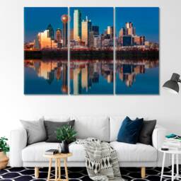 Dallas Skyline Canvas Art Print, Texas Home Wall Decor, Usa Cityscape Artwork, Skyscrapers Prints - thumbnail 3