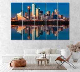 Dallas Skyline Canvas Art Print, Texas Home Wall Decor, Usa Cityscape Artwork, Skyscrapers Prints - thumbnail 1