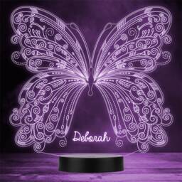 Pretty Butterfly & Swirls Personalised Gift Colour Changing Led Lamp Night Light