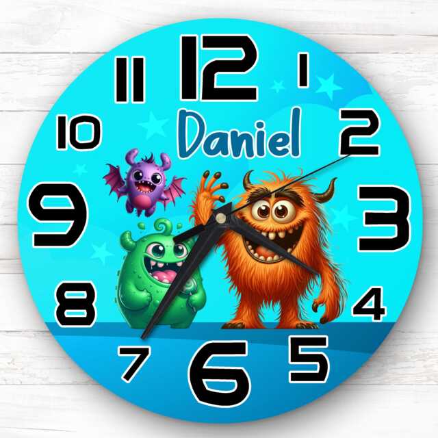Monsters Personalised Gift For Kid's Bedroom Clock - Kids Clock, Children's Decor, Custom Wall - image 1
