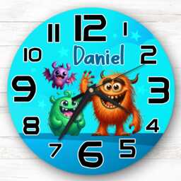 Monsters Personalised Gift For Kid's Bedroom Clock - Kids Clock, Children's Decor, Custom Wall