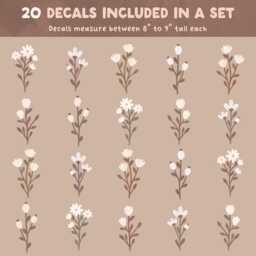 Flower Wall Decals - Boho Nursery Decor, Floral Art, Daisy Decal, Girls Room Reusable & Removable Stickers - thumbnail 2