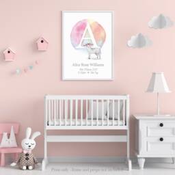 Personalised Lamb Initial Print Baby Girl Nursery Art - thumbnail 3