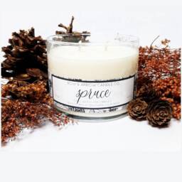 Spruce Scented 15 Oz Soy Candle - Double Wick Fall Autumn Scents Pine Wax Eco Friendly Gift