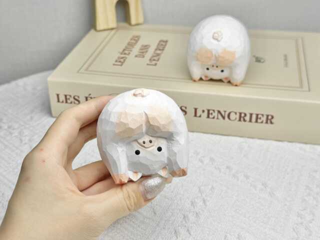 Custom Hands-Carved Small Pig Figurine Gifts For Pet Lovers, Animal Statue Wooden Cute Desktop Birthday - image 1