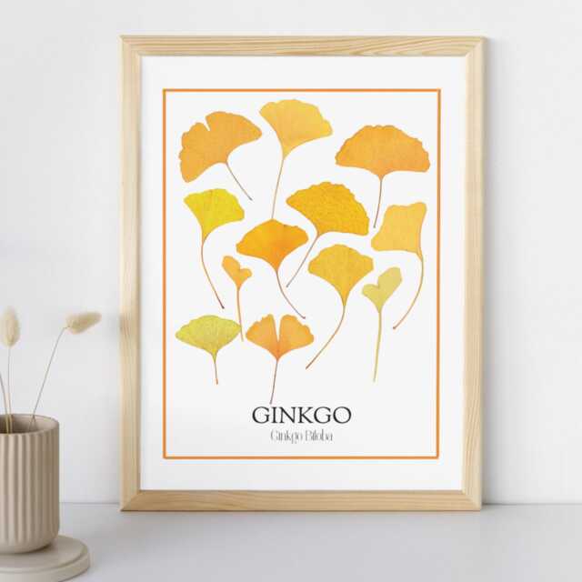 Ginkgo Leaf Print Autumn Botanical Wall Art - Digital Download - image 1
