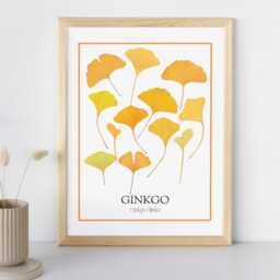Ginkgo Leaf Print Autumn Botanical Wall Art - Digital Download - thumbnail 1