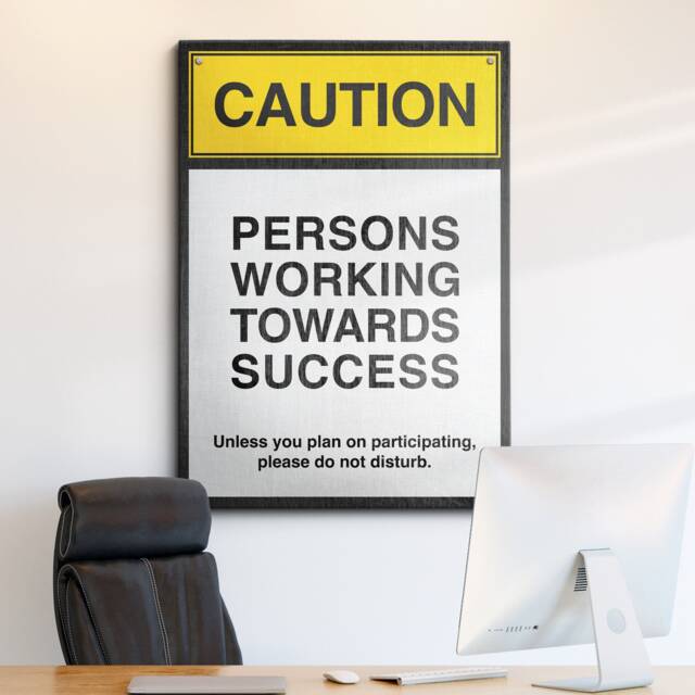 Caution Mindset Entrepreneur Quote Motivational Inspirational, Framed Canvas Wall Art Poster Print, Home Office & Room Decor, Gift Idea - image 1