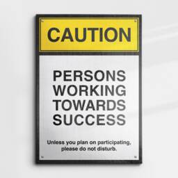 Caution Mindset Entrepreneur Quote Motivational Inspirational, Framed Canvas Wall Art Poster Print, Home Office & Room Decor, Gift Idea - thumbnail 3
