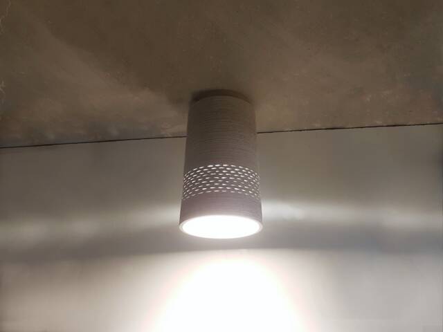Handmade Ceramic Flush Mount Ceiling Light - Concrete Gray - image 1