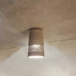 Handmade Ceramic Flush Mount Ceiling Light - Concrete Gray - thumbnail 2