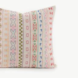 Hand Stitched Hill Tribe Pillow Cover, Embroidered Hemp Cushion - 18x18 - thumbnail 2