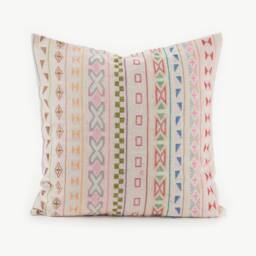Hand Stitched Hill Tribe Pillow Cover, Embroidered Hemp Cushion - 18x18 - thumbnail 1