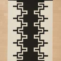 Handwoven Flatweave Kilim Rug Custom Beige & Black Swedish Decor - thumbnail 3