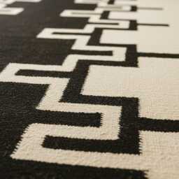 Handwoven Flatweave Kilim Rug Custom Beige & Black Swedish Decor - thumbnail 2