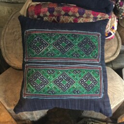 Vintage Handmade Tribal Blackhmong Embroidered Cotton Pillow Cover - thumbnail 4