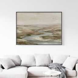 River Valley Poster, Neutral Hills Wall Art, Soft Landscape Print - thumbnail 3