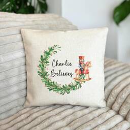 Personalised Cushion - Personalized Pillow Christmas Family Decor -Christmas Nutcracker Believes