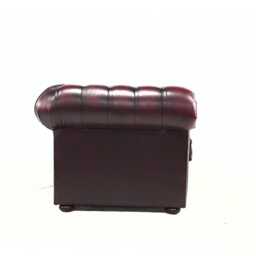 Lounge Sofa Suite Armchair 3 + Queen Anne Chairs Oxblood Red Real Leather Free Mainland UK Delivery - thumbnail 3