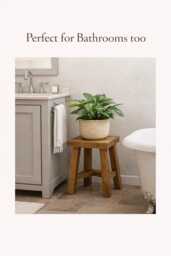 Wooden Bathroom Stool - Rustic Shower Small Bath Side Table Spa Style Decor Step