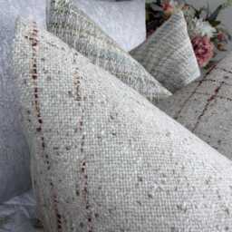 Wool Mix Check Cushion Cover - Beige Heritage Fabric, Double-Sided Pillow - thumbnail 2