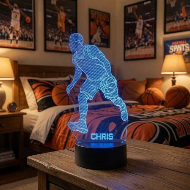 Personalised Basketball Player Led Night Light Sports Decor - image 1