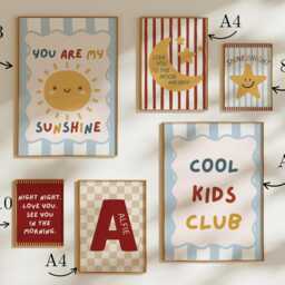 Childrens Wall Prints, Personalised Set Of 6 Toddler Room Gift, Playroom Nursery Gallery Posters - thumbnail 2